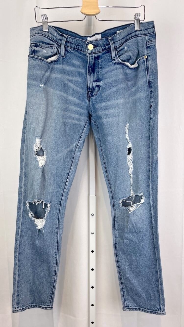 FRAME Denim Le Garcon Beldon Rips Jeans Mid Rise Slim Ankle Distressed Blue 31